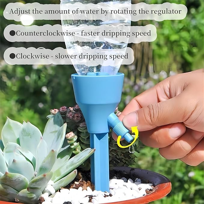 5Pcs Self Watering Planter Insert for Plant,Automatic Plant Watering Devices with Adjustable Drip Valve Switch for Garden Self Watering Spikes for Indoor Outdoor Potted Plants(Blue)