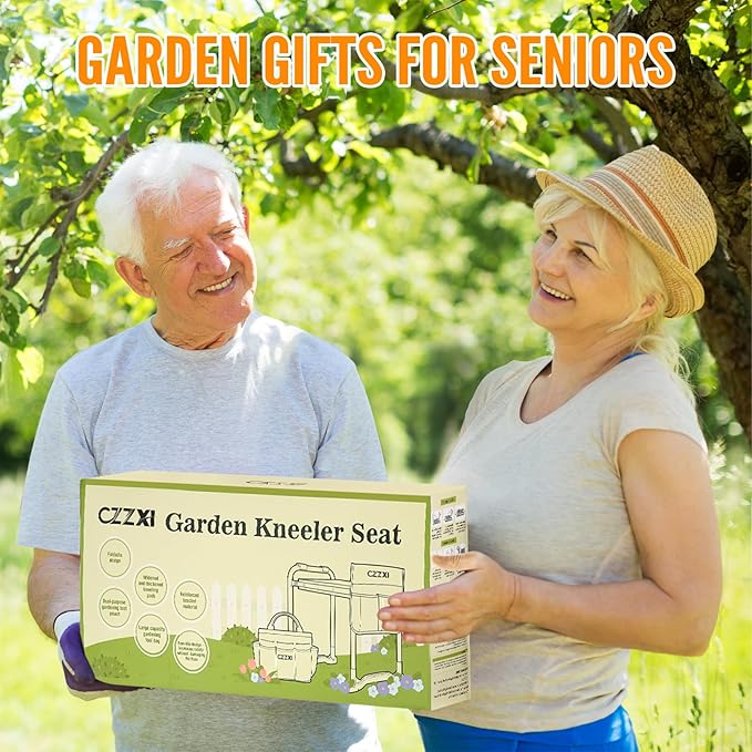 Garden Kneeler and Seat, Wider and Thicker Kneeling Pad Heavy Duty Gardening Stool with Gardening Tool Pouch and Bag, Garden Bench Gifts for Seniors