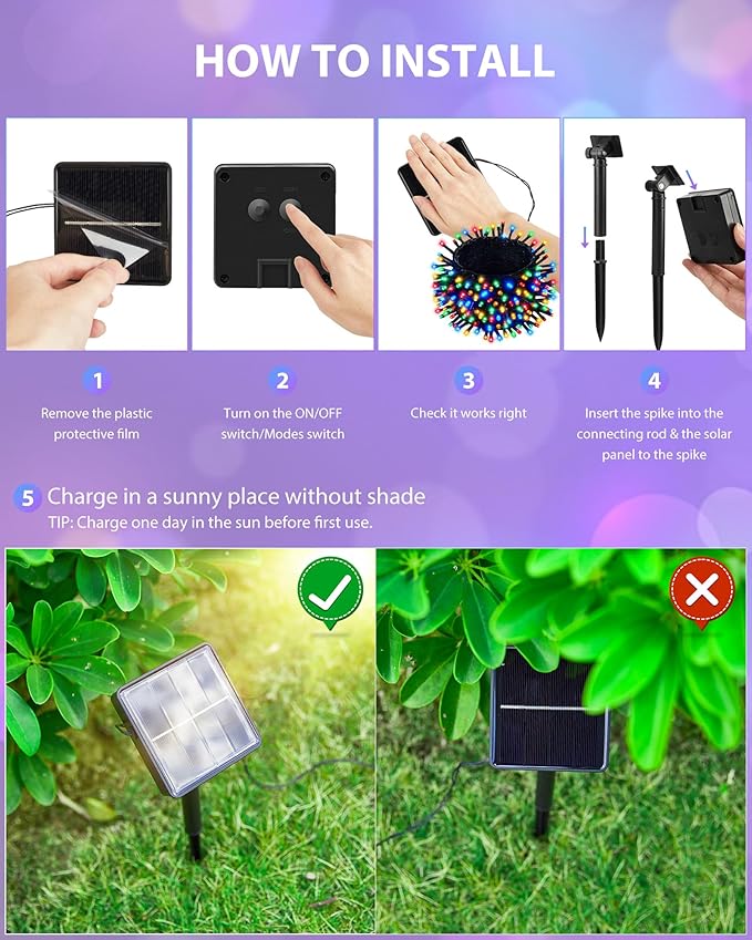 Brightown Solar String Light for Outside, 50 FT 120 LED Extra-Bright Solar Lights Outdoor, Solar Outdoor String Lights Waterproof with 8 Lighting Modes for Yard Tree Garden Decorations(Multicolor)