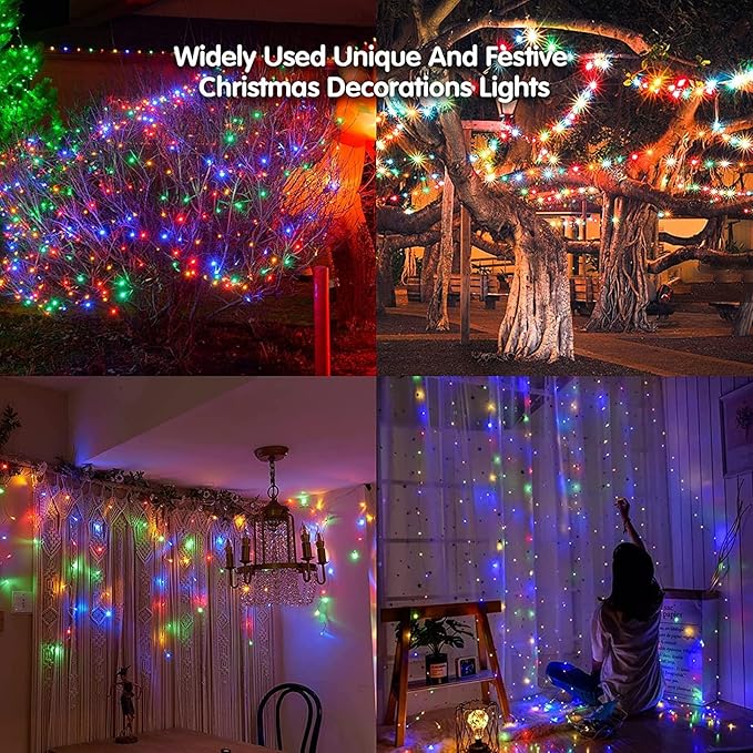Led Christmas Lights Outdoor Christmas Decorations Hanging Light 400LED 8 Modes 75 Drops, Waterproof Outdoor Indoor Fairy Christmas Lights for Party, Holiday, Wedding Decorations (Multicolor)
