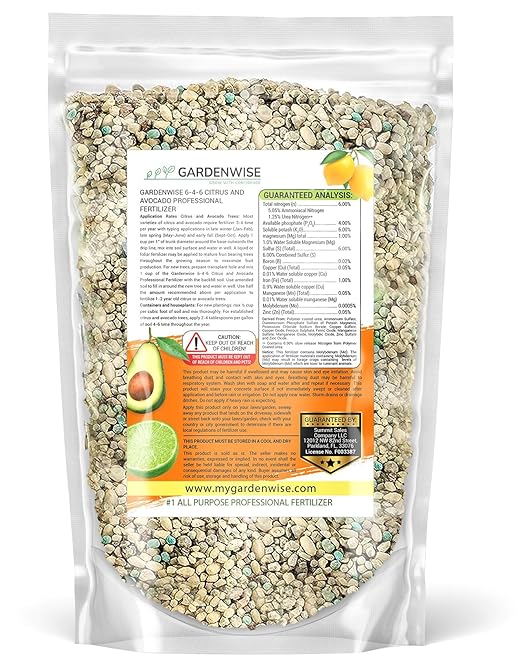 6-4-6 Avocado & Citrus Tree Fertilizer for Indoor Plants & Outdoor Plants | Quick-Release Nitrogen Fertilizer : Orange, Lime, Avocado & Lemon Tree Fertilizer - Citrus Fertilizer (3 Quarts)