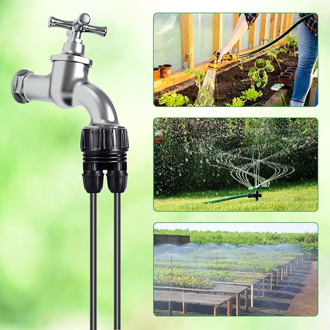 5 Pcs Double Head Hose Adapters,2-Way Connector Convert 3/4 Inch Female GHT to 1/4 Inch Irrigation Tubing Connectors,Garden Faucet Connectors for Irrigation Misting System