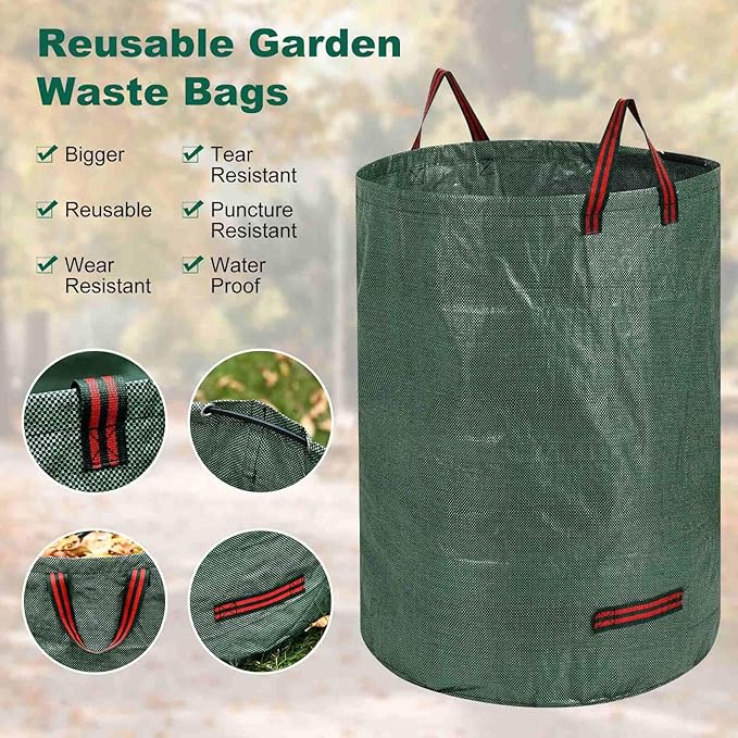 Leaf Grabber and Leaf Rake Set Includes Leaf Scoops with Long Handle, Adjustable Metal Leaf Rake, 79 Gallon Reusable Yard Waste Bags and Work Gloves, Leaf Collector Yard Tools