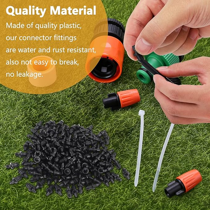 150 Pcs 1/4'' Drip Irrigation Tubing End Plugs, 1/4 Inch Drip Irrigation Barbed End Closure/Cap for Drip Sprinkler Garden Lawn Systems