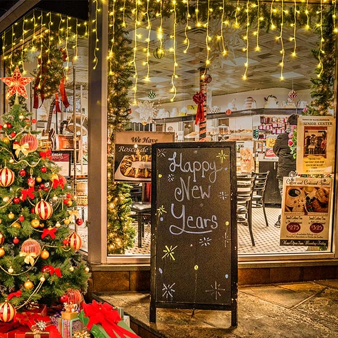 Hezbjiti 2Pack Total 800LED Ice Lights 32.8FT Christmas Lights String Lights Outdoor Decoration 8 Modes 75 Drops Fairy Lights for Eaves Party Yard Garden Xmas Decor