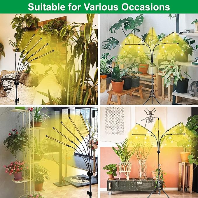 Grow Lights for Indoor Plants,5 Heads Plant Lights for Indoor Plant,LED Full Spectrum Plant Lights,Adjustable Plant Grow Light,4/8/12H Timer,Warm White Grow Lamp for Various Plant