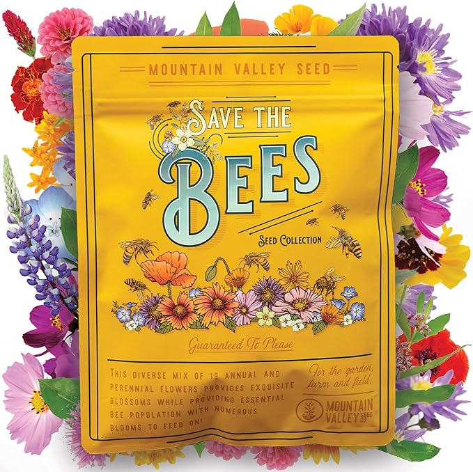 Wildflower Seeds Bulk, 2 Oz. 80,000+Seeds, Save the Bees Wild Flowers Seeds Mix-19 Non-GMO Varieties of Wildflower Seeds for Bees-Bee Friendly Wildflower Seeds-Pollinator Wildflower Seeds for Planting
