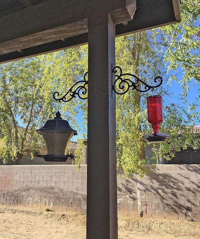 11-Inch Outdoor Decorative Metal Wall Hook for Hanging Lantern Plant Bird Feeder, Black