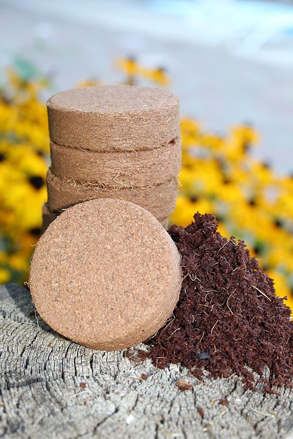 Coco Coir Discs (80mm 50-Pack) - Organic Coconut Coir Seed Starting Discs - Coconut Fiber Seedling Soil for House Plants, Potting Soil, & Indoor Plants - Organic Coco Coir for Plants & Potting Mix
