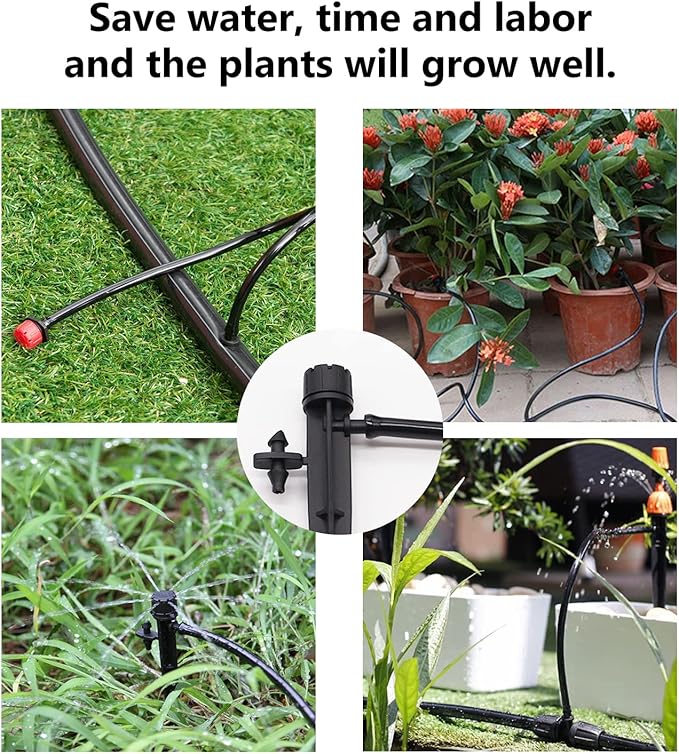 50FT 1/4" Blank Distribution Tubing Drip Irrigation Tubing Drip Irrigation Hose, Garden Watering Tube Line with 15PCS Drip Irrigation Barbed Connectors for Garden Irrigation System