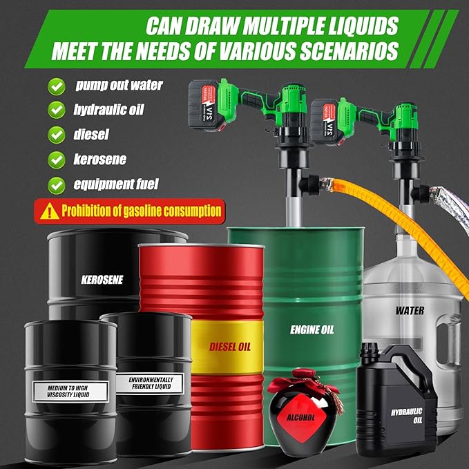 Updated Cordless Stick Water Transfer Pump With 21V Battery, 720GPH Portable Utility Water Pump (With Battery And Charger) Suitable for Garden, Pool, Pond, Deep Well Draining, Maximum Head 32FT