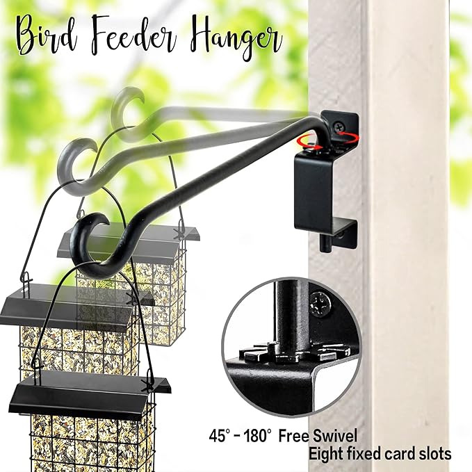 Qiang Ni Swivel Plant Hanger Bracket: Bird Feeder Hanger for Outdoor Wall Mount (12 - B, 12 Inch)