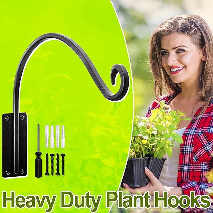 AJART Hanging Plant Hooks|Plant Bracket Outdoor - Thicker More Durable Rust-Resistant, Heavy Duty Plant Bracket Outdoor (1 PC, 22")
