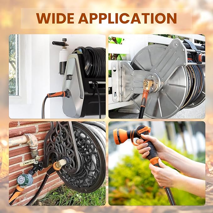 Giraffe Tools Garden Leader Hose 15ft x 5/8", Short Water Hose Heavy Duty, Flexible, Lightweight Hybrid Hose with Swivel Handle, Double Female Fittings, Burst 600 PSI