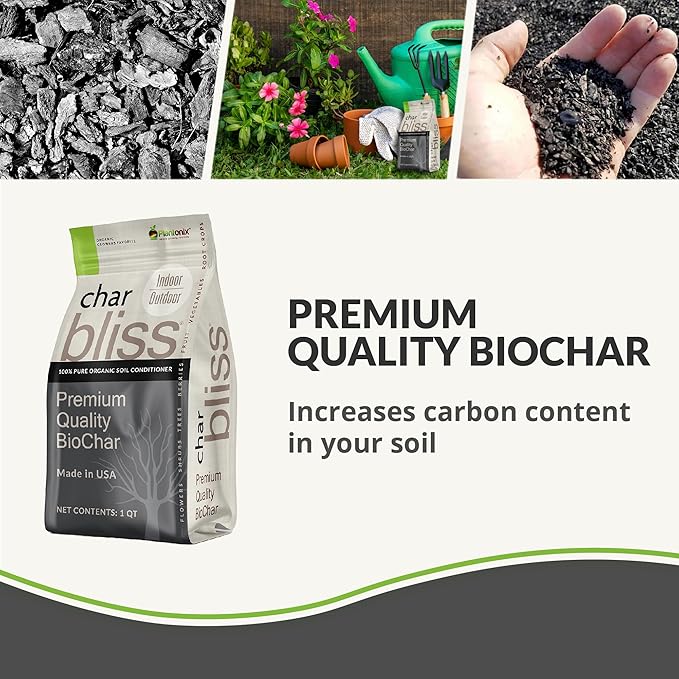 Char Bliss (1 Cubic Ft) - Organic Biochar for Plants - OMRI-Listed Biochar Soil Amendment Organic - Bio Char for Plants - Horticultural Charcoal for Plants, Potting Soil, Garden Soil, & Potting Mixes