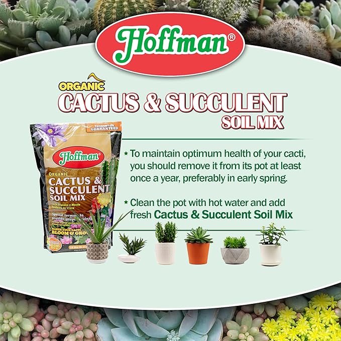Hoffman 10410 Organic Cactus and Succulent Soil Mix, 10 Quarts, 4 Pack