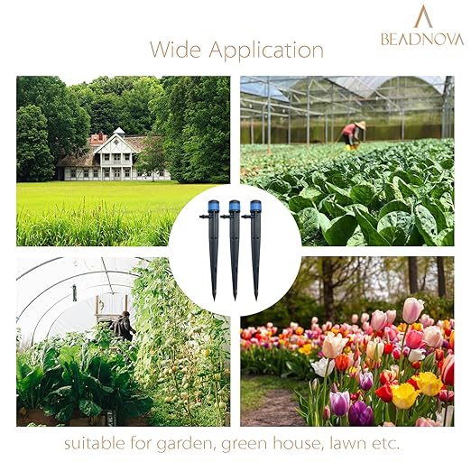 BEADNOVA Drip Irrigation Spray Emitters 50pcs Drip Emitters for 1/4 Inch with Straight Coupling Full Circle Micro Sprinkler Adjustable Irrigation Drippers for Drip Irrigation Parts Garden Patio Lawn