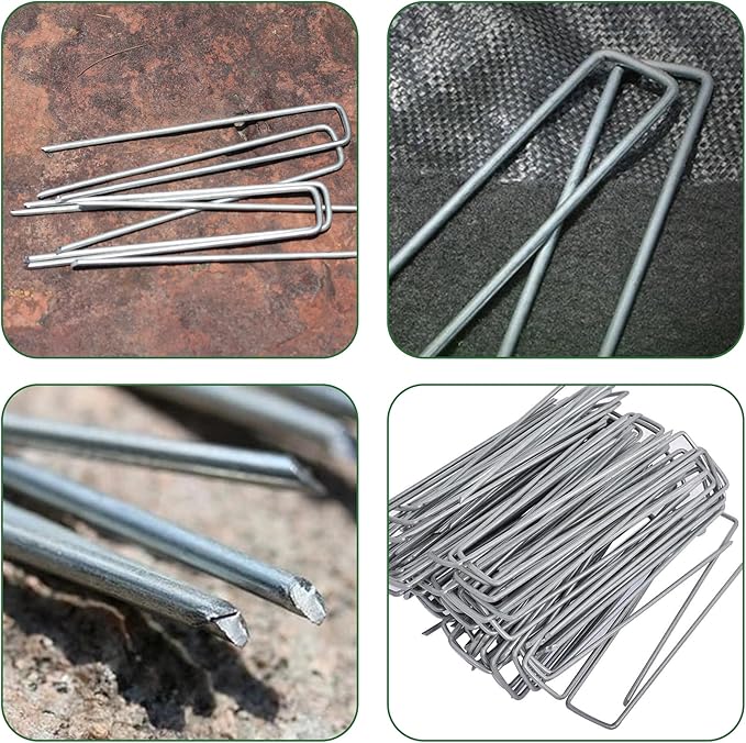 25 Pack Landscape Staples 6 Inches 11 Gauge Stakes, Galvanized Garden Stakes U-Shaped Pins and Landscaping Staples for Sod Anchoring Landscape Fabric Irrigation Tubing