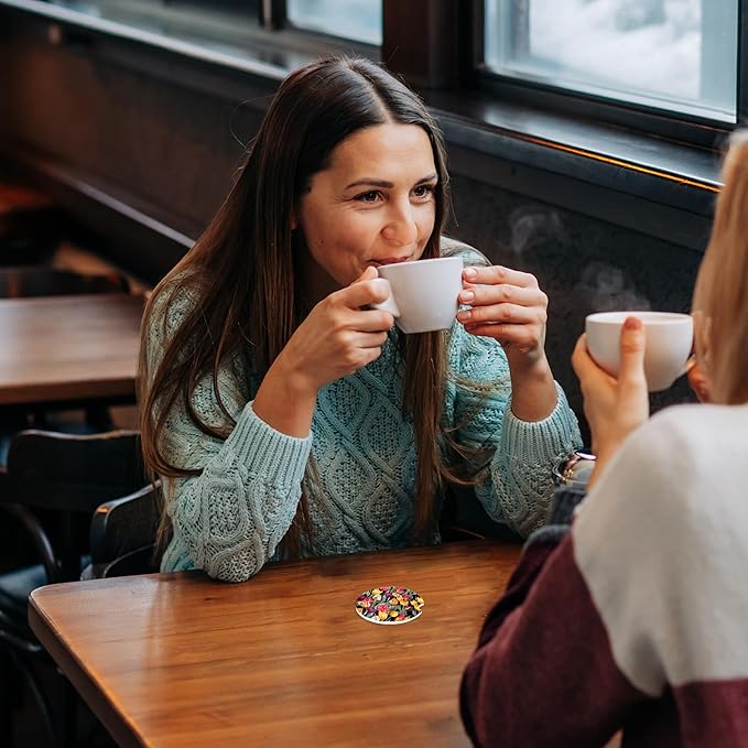 Colorful Tulips Flower Car Coasters,Ceramic Absorbent Cup Holders with Finger Notch & Cork Base Car Assecories for Women/Men 2.6"(2 Pieces)