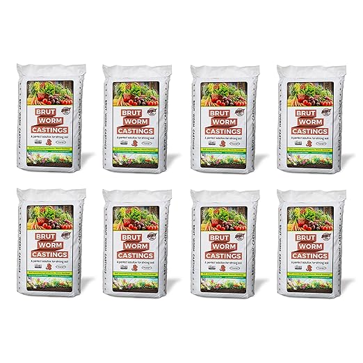 Brut Organic Worm Castings – 30 Lb – Garden's Elixir for Thriving Blooms & Harvests! (8 Pack)