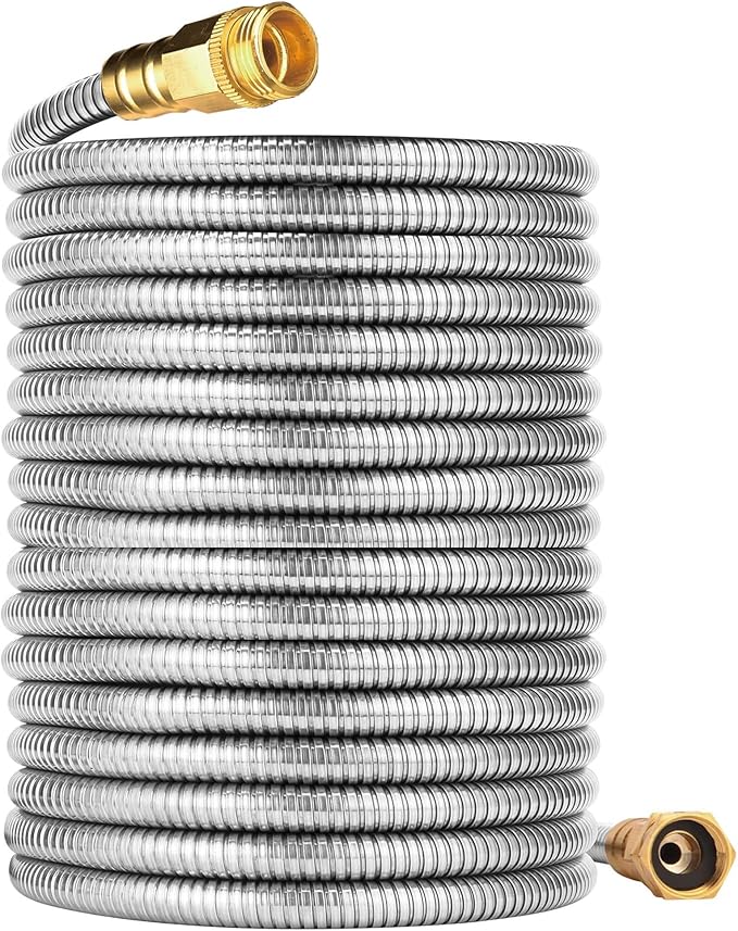 Stainless Steel Garden Hose: Durable Quality Metal with High-pressure Water Output for Gardeners(150FT)