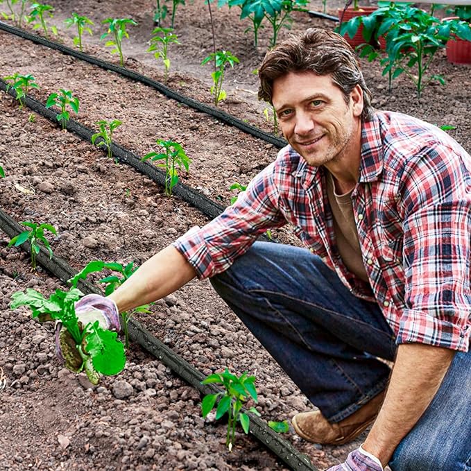 Flat Soaker Hose for Garden Bed, 25FT 1/2" Linkable Consistent Drip Irrigation Hose Save 80% Water Leakproof Heavy Duty Double Layer Sprinkler Garden Hose with Holes