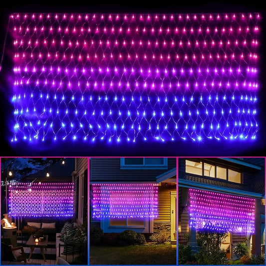 RJZZ Bisexual Flag Lights Outdoor, 6.6x3.3 FT Pride Decorations Connectable, 330LED Waterproof Bi Flag With Lights for Wall, Room, Yard, Party, Office