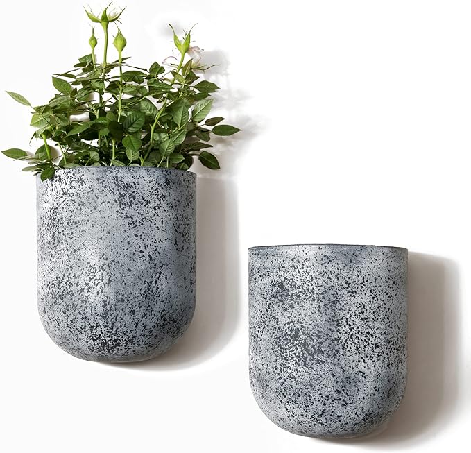 LA JOLIE MUSE Wall Hanging Planters for Indoor Plants,Hanging Flower Pots for Air Plants Succulent, Set of 2, 6 Inch, Rock Gray