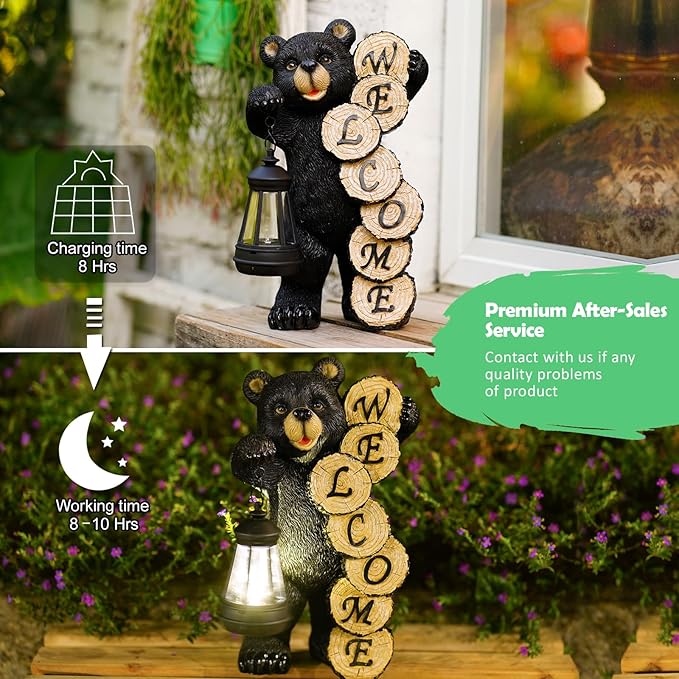 Solar Garden Decor Statues Figurine: Garden Art for Patio Balcony Yard Lawn - Unique Christmas Birthdays Gifts for Mom Grandma Women Wife Sister