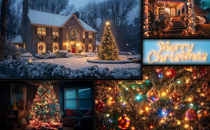 OZS 2PK 240LED 95FT Solar String Lights Outdoor Waterproof, Solar Christmas Light Auto On/Off, Green Wire Solar Tree Lights with 8 Lighting Modes for Party Garden Christmas Decorations (Warm White)