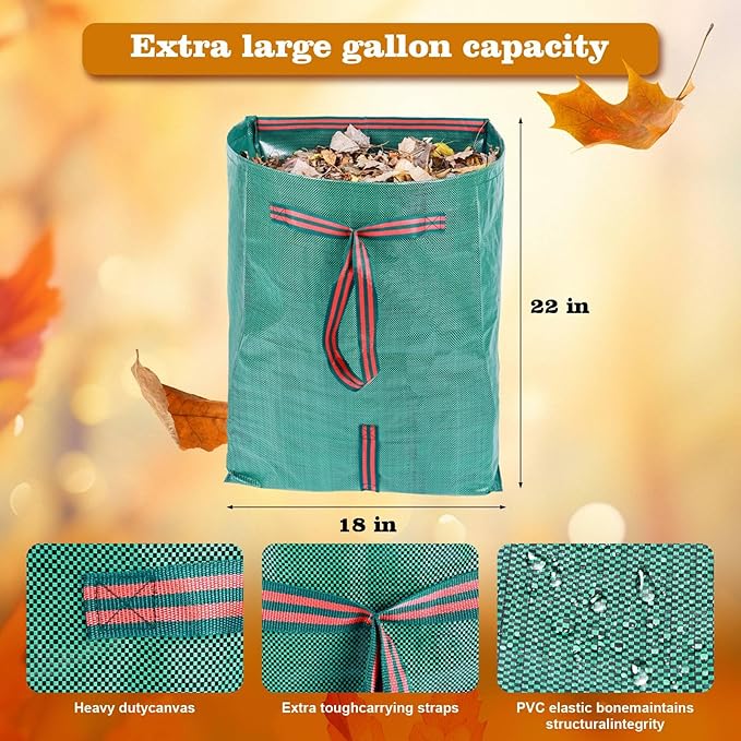 Leaf Collector,Reusable Yard Waste Bags 3 PACK,40 Gallons Leaf Bag Holder,Collapsible Garden Bags, Reuseable Heavy Duty Lawn and Leaf Bags, Yard Garden Bags for Leaves Lawn Grass Clippings