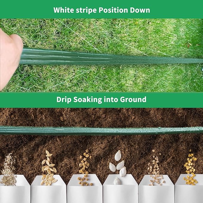 Watoo 2025 50 FT Flat Sprinkler Hose for Lawn Watering Garden Soaker Hose with Holes, Heavy Duty Lightweight No-Kink Water Hose with Stakes, Irrigation Hose, Great Fun for Kids and Dog