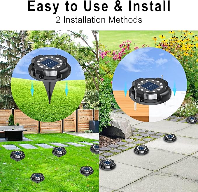 Solar Pathway Lights Outdoor 12 Packs, Bright Blue 16 LEDs Solar Ground Lights Walkway Lights with Side Light, Waterproof Solar Deck Light for Yard Walkway Garden Poolside Driveway Decorations