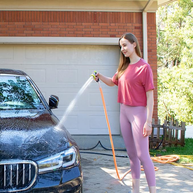 Fevone 100 ft Garden Hose, Heavy Duty Water Hose, Hybrid Polymer, Kink Resistance, Flexible, Durable, Leak Free, Aluminum Fittings, 3/4" GHT, 5/8" ID, 600 Psi, Drinking Water Safe