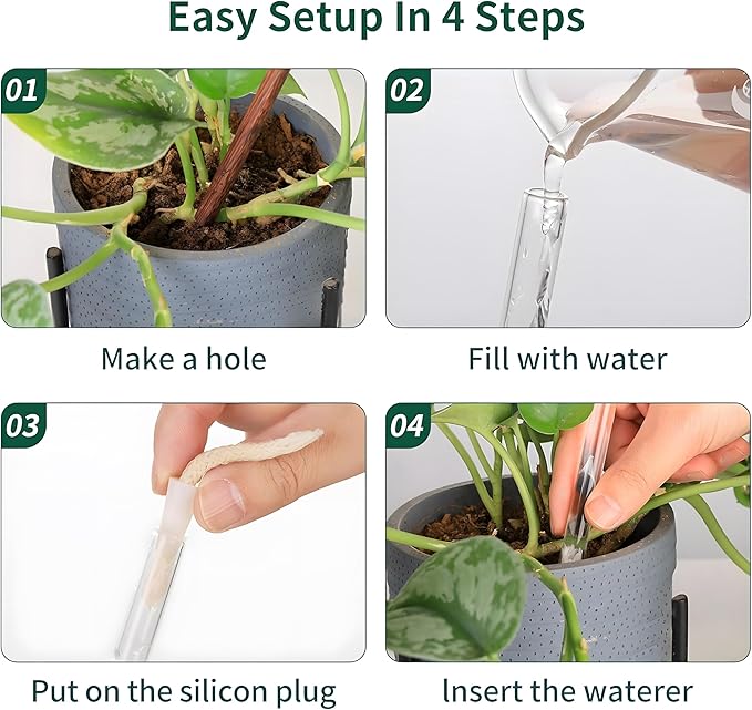 13 oz Up 2 Weeks Extra Large Plant Self Watering Globes, Light Iridescent Glass Water Bulbs for Indoor Plants, Vacation Watering System, Self-Watering Stakes, Automatic Plant Waterer, 2 Pack