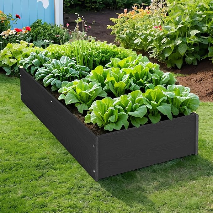 Raised Garden Bed 47.24 * 24.4 * 9.65 in,HDPE Vegetable Planter Bed Outdoor,Elevated Horticulture Planter Bed,Waterproof,Rot-Resistant and Non-Cracking Above Ground Garden Bed(Black)