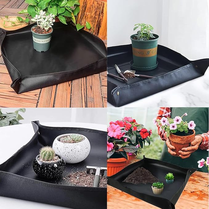 Garden Hand Tools, Indoor Plant Tools Set - Plant Repotting Mat Kit and Storage Bag,Mini Garden Transplanting Tools for Indoor Outdoor Miniature Fairy Flower Plant Care (28PCS Black Set)