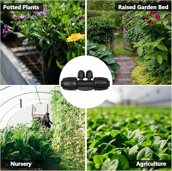 13 Pcs Drip Irrigation Fittings for 1/2 Inch Tubing (1/2" ID x 0.65" OD) to 1/4 Inch Irrigation Tubing, Locked Barbed 1/2" to 1/4" Reducing Tee Connector Drip Line Parts