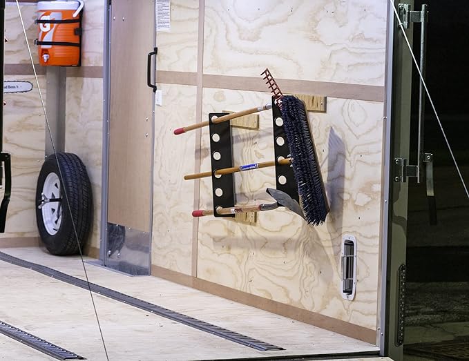 Buyers Products LT37 Hand Rack for Enclosed Landscaping Truck Trailers & Garage or Shed Walls Holds 6 Tools, Heavy Duty Steel, Made In the USA, Lawn Care Equipment, Landscape Tools