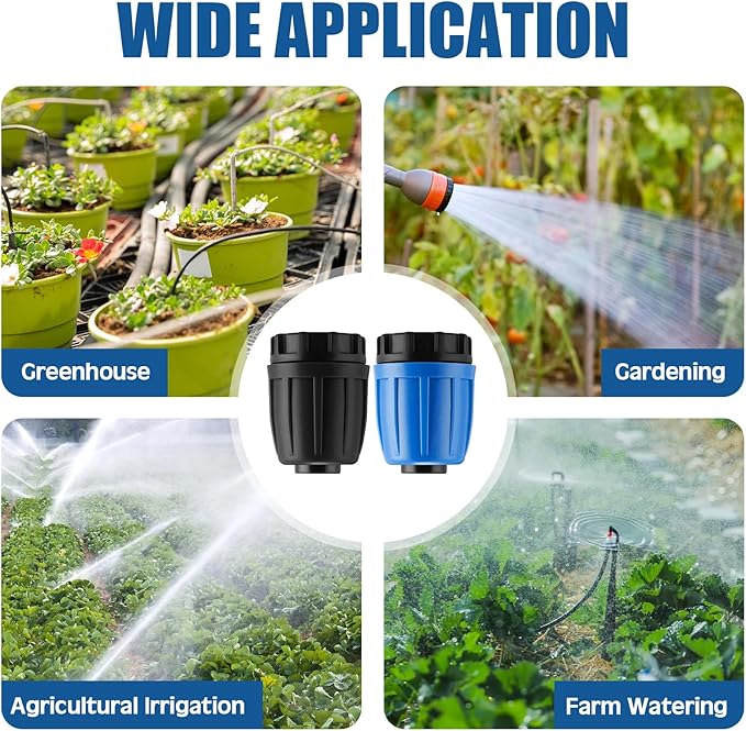 16 Pcs 1/2 inch Irrigation Fittings End Plugs For (1/2" ID x0.6-0.63" OD) 16mm Drip Tubing Connectors (Green and Blue)