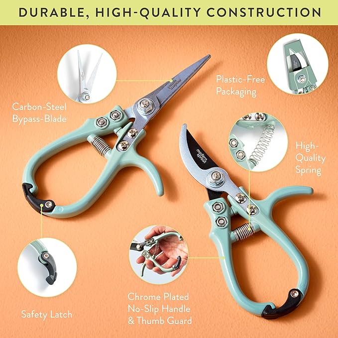 Modern Sprout Gardening Shears & Pruners 2-pack, Lightweight, Durable, One Size (Sage)