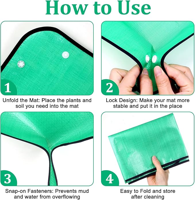 Plant Repotting Mat for Garden, 2 Pcs Waterproof Potting Mat Foldable Indoor Plant Mat Portable Square Gardening Mat Potting Tray with 6 Pcs Mini Garden Tools Set for Plant Lovers Gardening Gifts