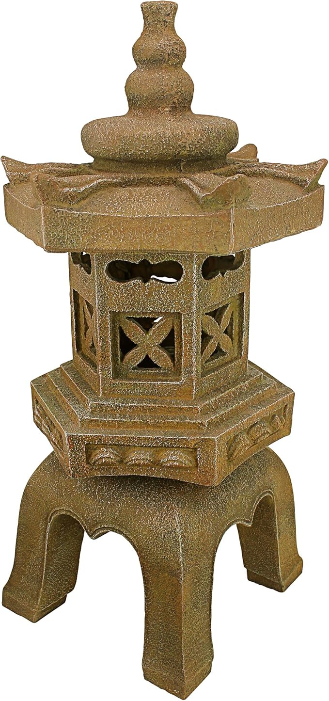 Design Toscano SS8577 Sacred Pagoda Lantern Asian Decor Garden Statue, Large, Gothic Stone