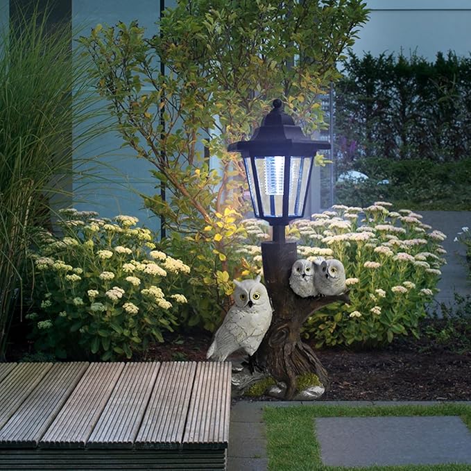Solar Garden Outdoor Decor Statues Cute Dazed Owls with Light,Outside-Outdoor Decorations Sculptures for Patio Yard Lawn Walkway Ornaments Clearance Gifts for Mom Grandma Birthday