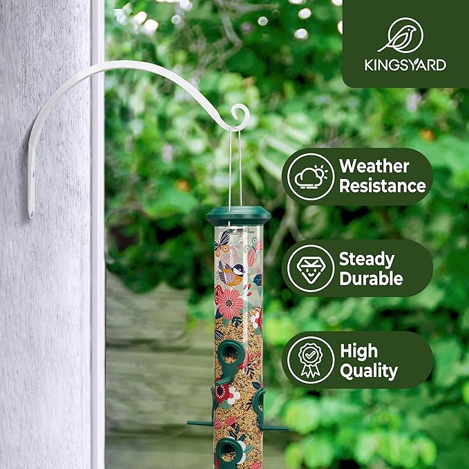 Kingsyard 2-Pack Wall Plant Hanger Outdoor - Heavy Duty Metal Hanging Bracket Hooks for Hanging Plant, Bird Feeders, Lanterns, Wind Chimes Outdoor & Indoor, 14-Inch/White