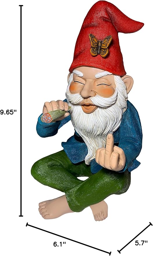 Mood Lab Garden Gnome - Relaxed Gnome - 9.6 Inch Tall Statue Lawn Garden Figurine - for Outdoor or House Decor