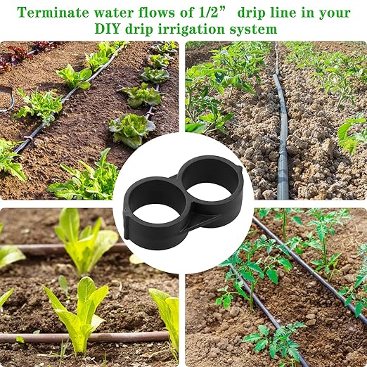 Drip Irrigation End Plug:20 Pack Drip Irrigation End Closure Parts Fits for 1/2 Inch Drip Irrigation Tubing 17mm 0.600" ID Goof Plug Connectors for Patio Lawn Garden