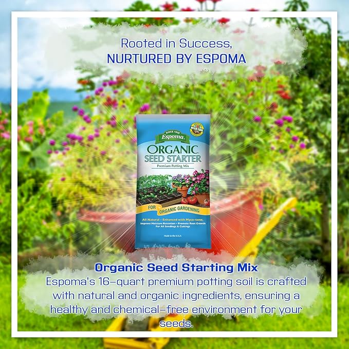 Espoma Organic Seed Starter Potting Soil 16 qt All Natural & Organic Seed Starting Mix with a My Garden Pool PH Soil Test Strips 20 ct, and Superior Gardening Claw Gloves
