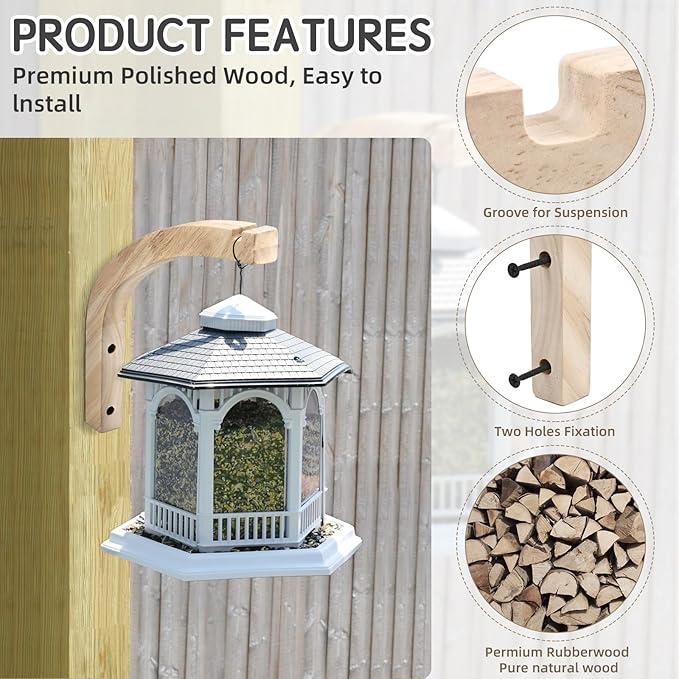 Macrame Plant Hanger for Indoor Hanging Plants, Hanging Planters for Indoor Plants, 2 Pack Wooden Wall Mounted Hanging Plant Bracket Hooks for Flower Pots Lanterns Wind Chime Light, Decoration