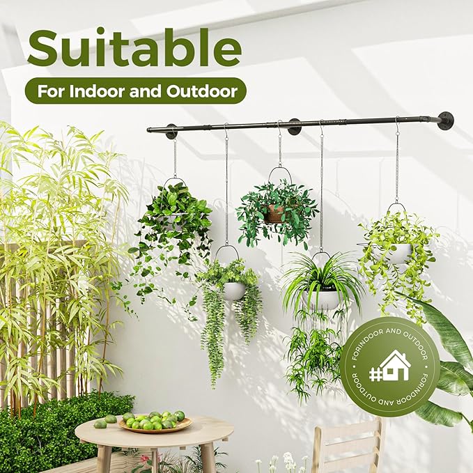 Bamworld Hanging Planters for Indoor Plants Plant Hanger Indoor Hanging Plant Holder Window Plant Shelves Metal Rod(Pot&Plant Not Included) 70in